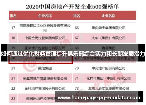 如何通过优化财务管理提升俱乐部综合实力和长期发展潜力