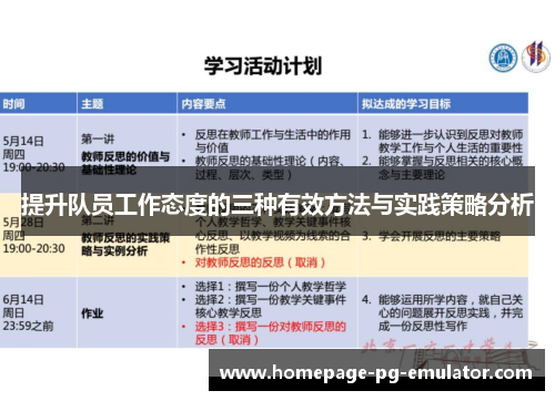 提升队员工作态度的三种有效方法与实践策略分析